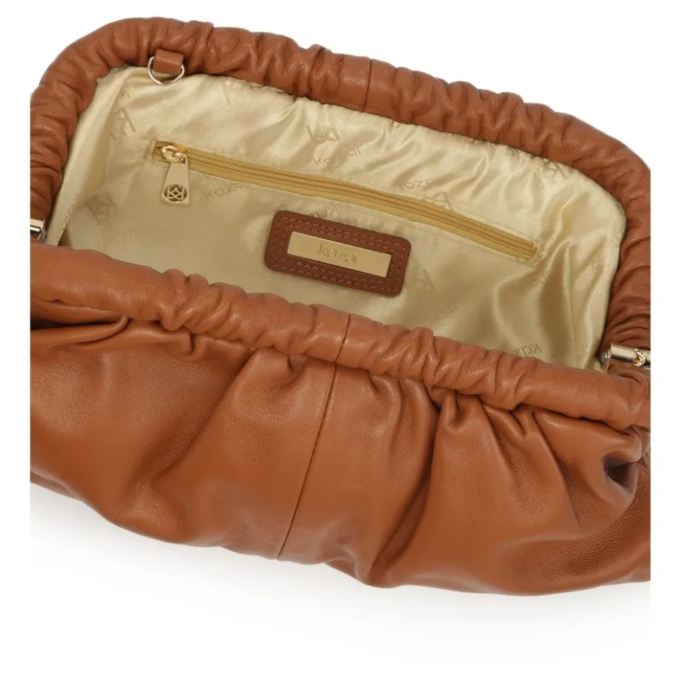 Wrinkle clutch taske med stiv ramme