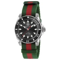 YA136364 - Dive 40 mm rustfrit stålkasse, sort urskive, keramisk bezel, nato grøn-rød-grøn rem, selvoptrækkende bevægelse