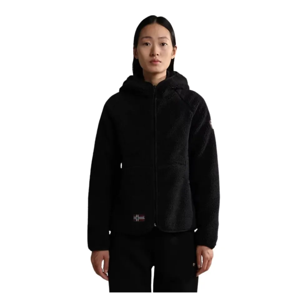 Yupik Sort Hættetrøje med Lynlås i Fleece